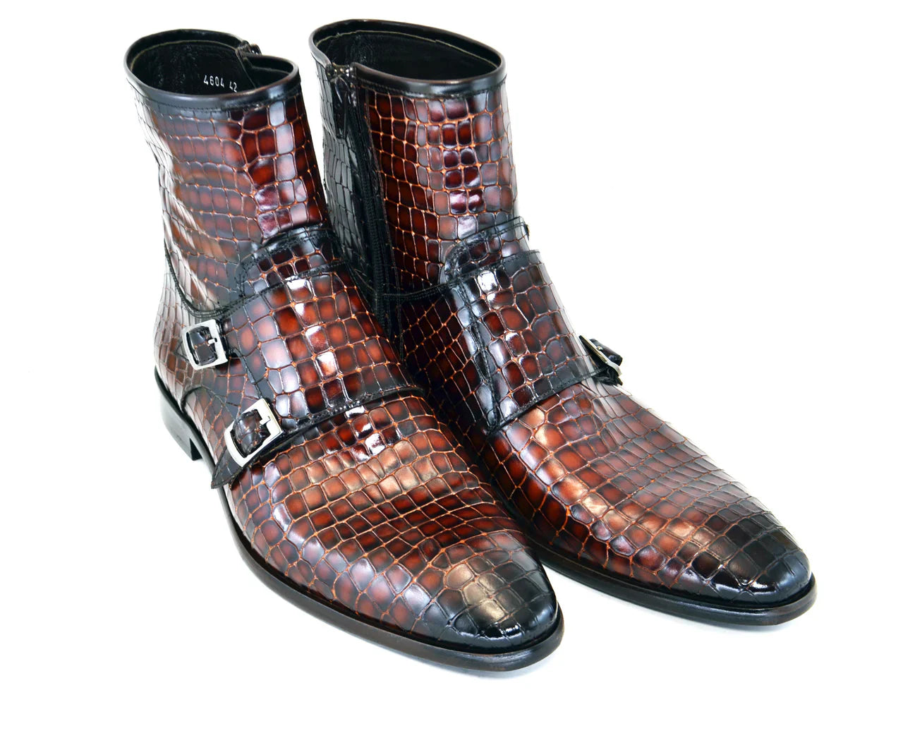 Corrente Brown Men's print zipper boot with side buckle Style -C2033-4604 Croc