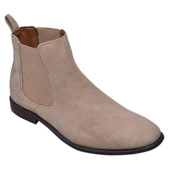 Beige Men’s Suede Slip-On Chelsea Boot Side Elastic STYLE-DEXTER