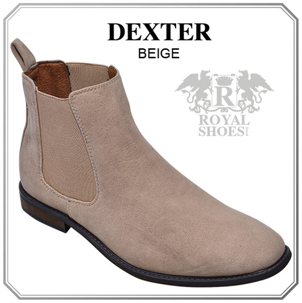 Beige Men’s Suede Slip-On Chelsea Boot Side Elastic STYLE-DEXTER