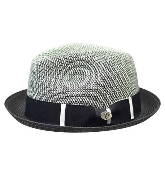 Black Gino Bruno Cpelo Men's Summer Hat Fedora Pinch Front