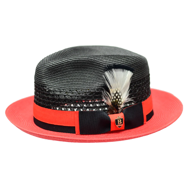 Bruno Capelo Black and Red Men's Straw hat Belvedere Fashion Design