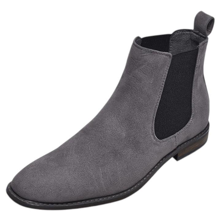 Grey Men's Suede Slip-On Chelsea Boot Side Elastic STYLE-DEXTER