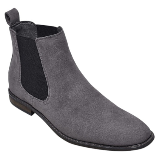 Grey Men's Suede Slip-On Chelsea Boot Side Elastic STYLE-DEXTER