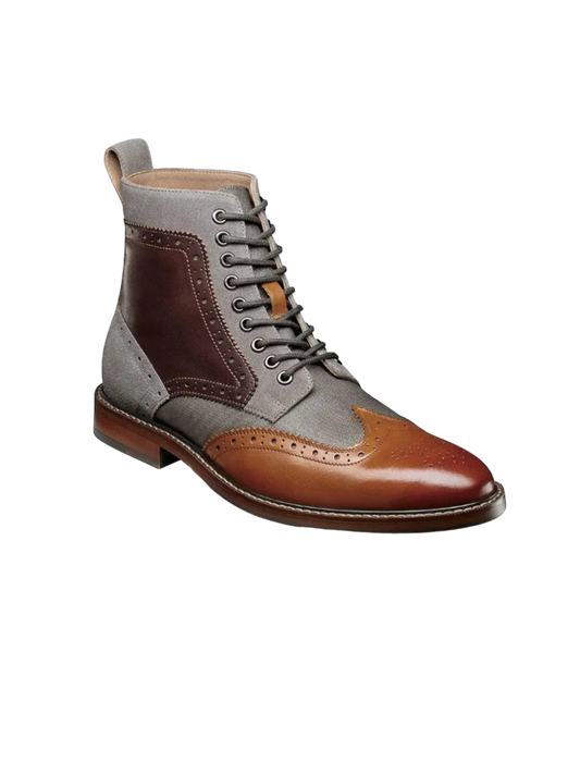 Stacy Adams Brown Men's Wingtip Lace-Up Casual Boot Genuine Leather