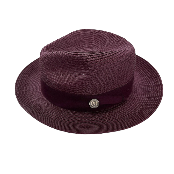 Bruno Capelo Men's Burgundy Straw  Hat