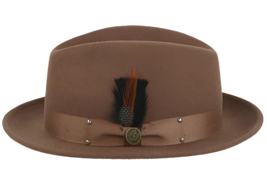 Mocha Steven Land Men's Wool Fedora Felt Winter Hat-The Ayden Style No: WH-100