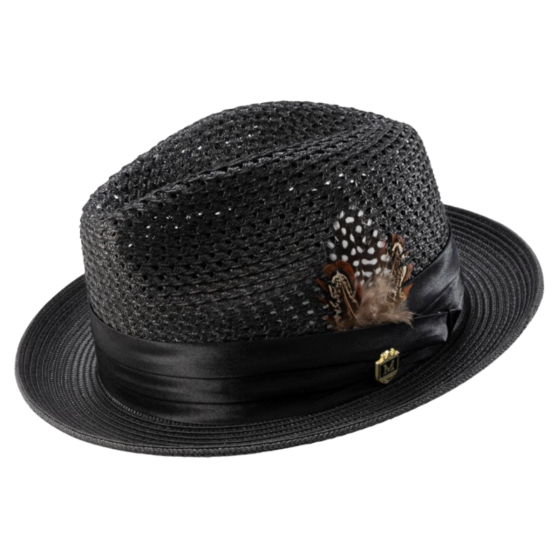 Montique Black Men's Summer Straw Hats Style H-34