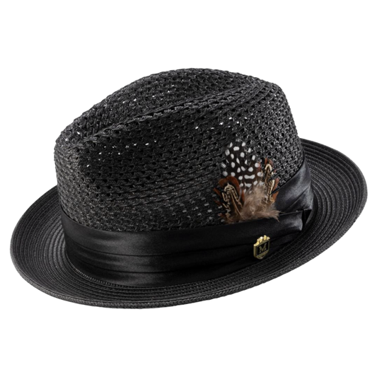 Montique Black Men's Summer Straw Hats Style H-34