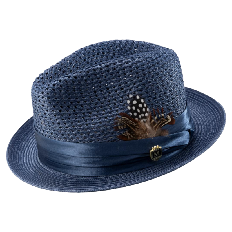 Montique Navy Blue Men's Summer Straw Hats Style H-34