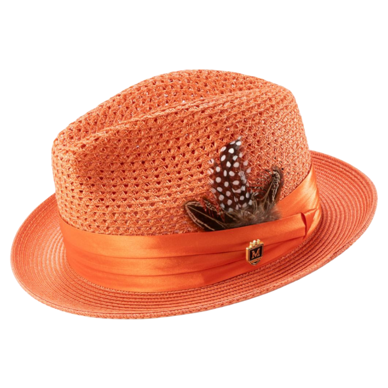 Montique Orange Men's Summer Straw Hats Style H-34