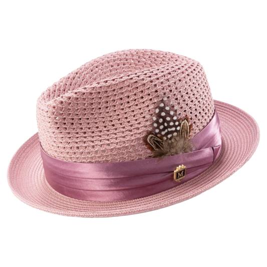 Montique Rose Pink Men's Summer Straw Hats Style H-34