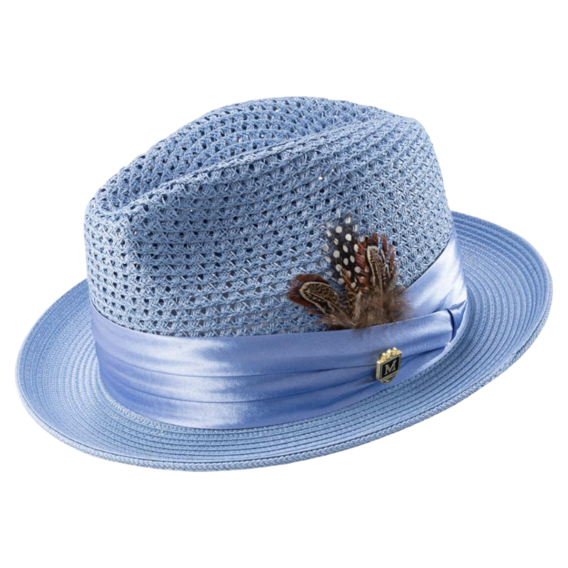 Montique Sky Blue Men's Summer Straw Hats Style H-34