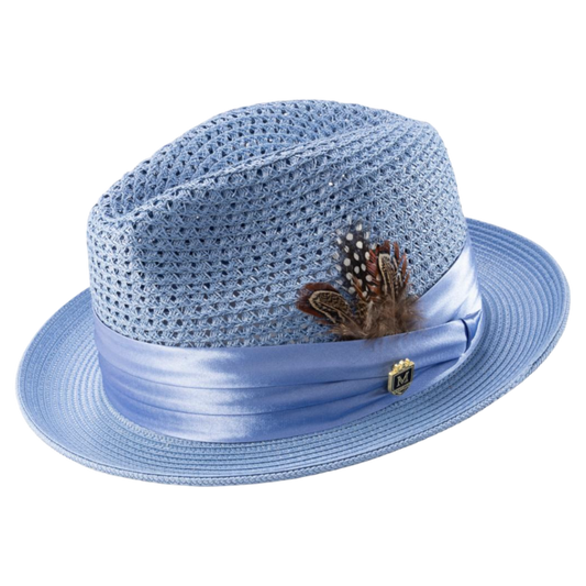 Montique Sky Blue Men's Summer Straw Hats Style H-34