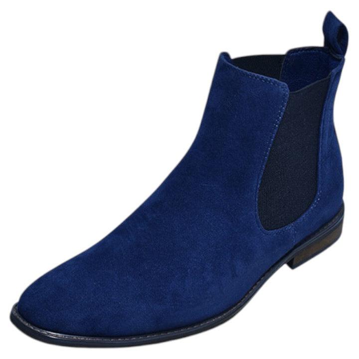 Navy Men’s Suede Slip-On Chelsea Boot Side Elastic STYLE-DEXTER