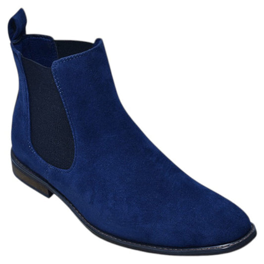 Navy Men’s Suede Slip-On Chelsea Boot Side Elastic STYLE-DEXTER