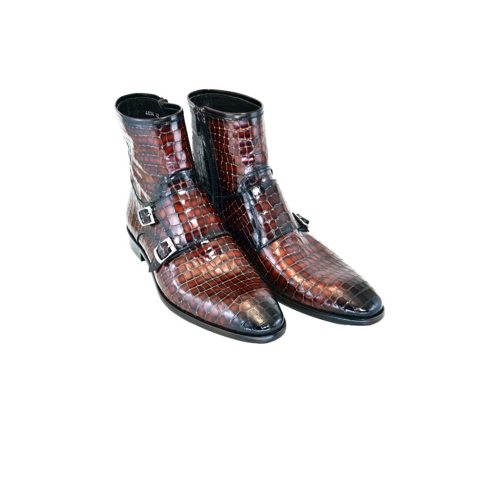 Corrente Brown Men's print zipper boot with side buckle Style -C2033-4604 Croc