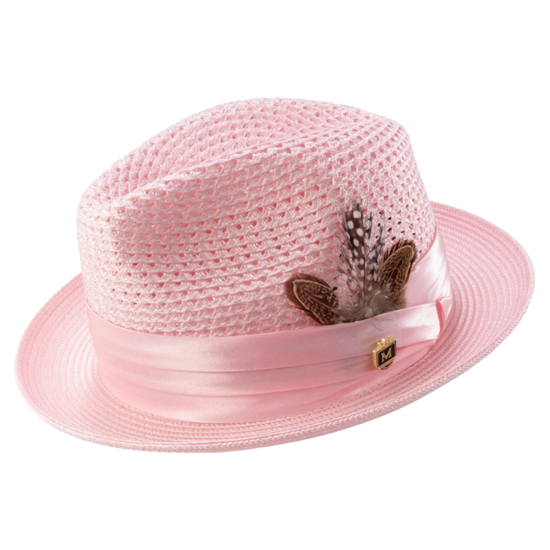 Montique Pink Men's Summer Straw Hats Style H-34