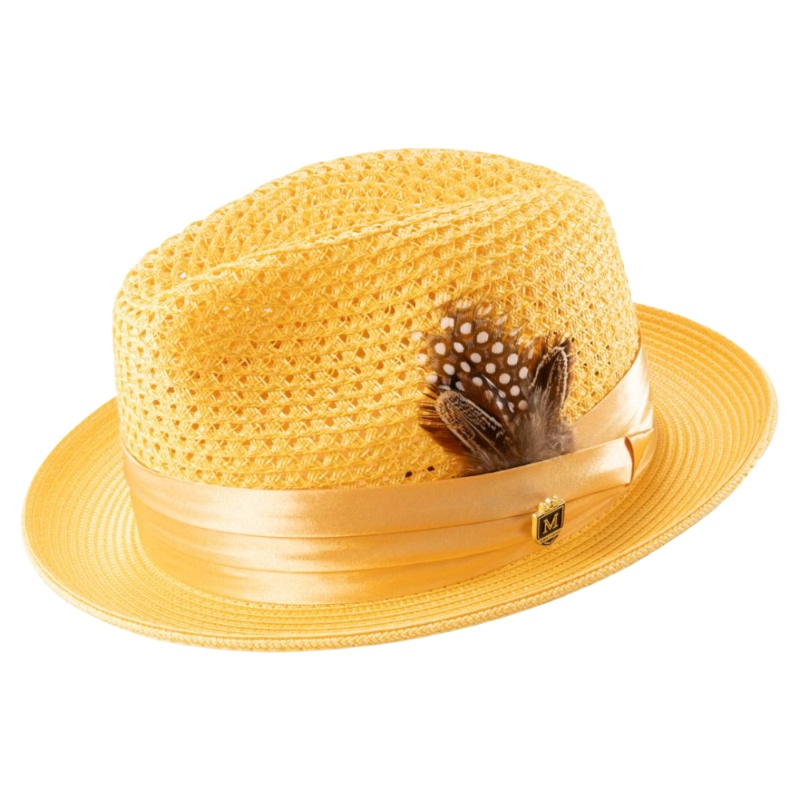 Montique Yellow Men's Summer Straw Hats Style H-34