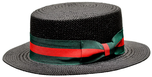 Bruno Capelo Men's black straw dress casual hat Red and Green band - Design Menswear