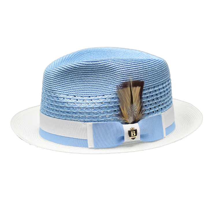 Blue White Bruno Capelo Men's Straw hat Belvedere Fashion Design