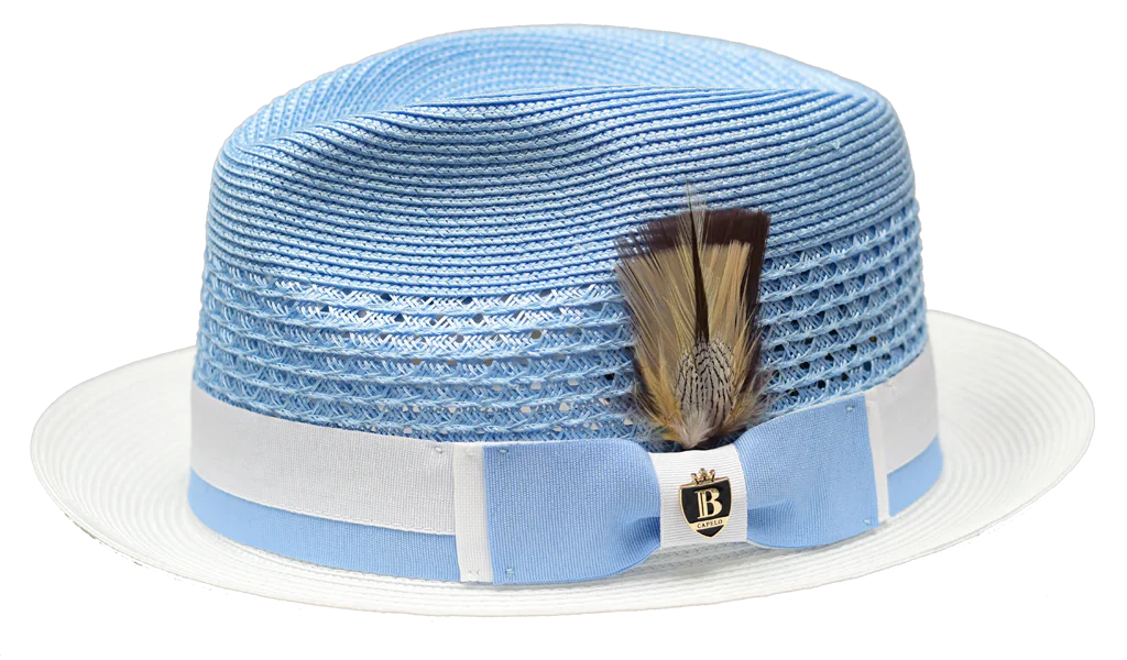 Blue White Bruno Capelo Men's Straw hat Belvedere Fashion Design